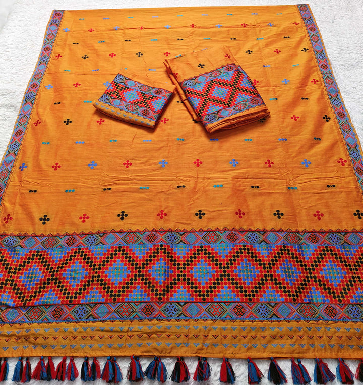 Ready-To-Wear Multi-Dhaga Work Super Cotton* Mekhela Sador