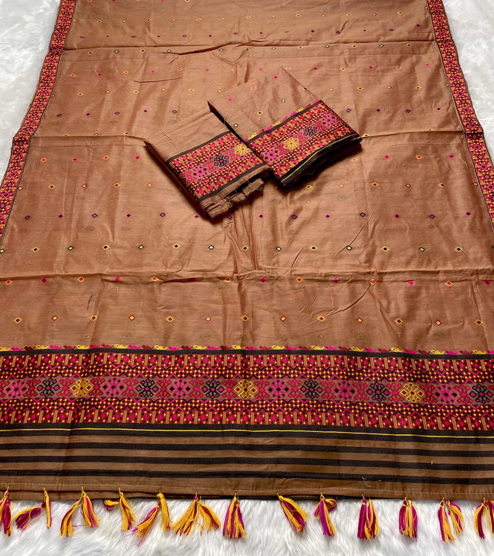 Ready-To-Wear Multi-Dhaga Work AC Cotton* Mekhela Sador