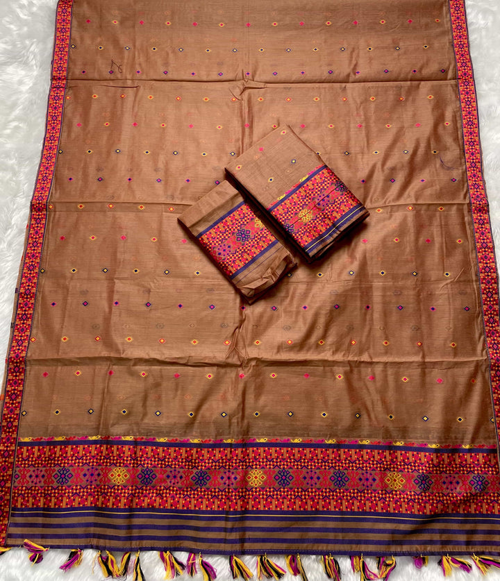 Ready-To-Wear Multi-Dhaga Work AC Cotton* Mekhela Sador
