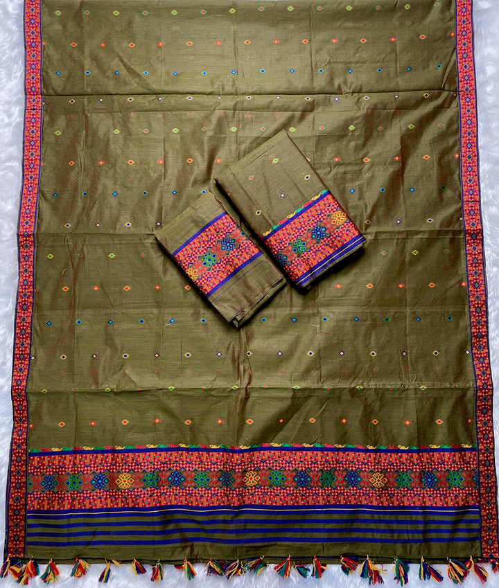 Ready-To-Wear Multi-Dhaga Work AC Cotton* Mekhela Sador