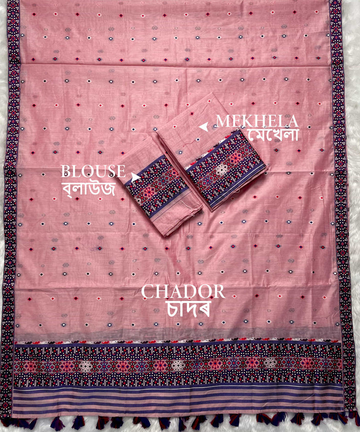 Ready-To-Wear Multi-Dhaga Work AC Cotton* Mekhela Sador