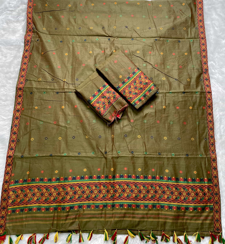 Ready-To-Wear Multi-Dhaga Work AC Cotton* Mekhela Sador