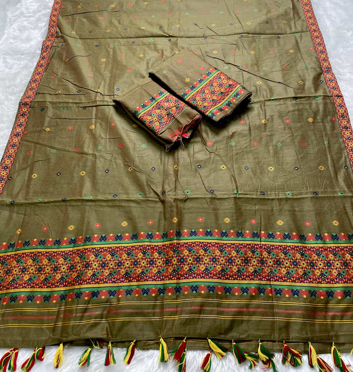 Ready-To-Wear Multi-Dhaga Work AC Cotton* Mekhela Sador