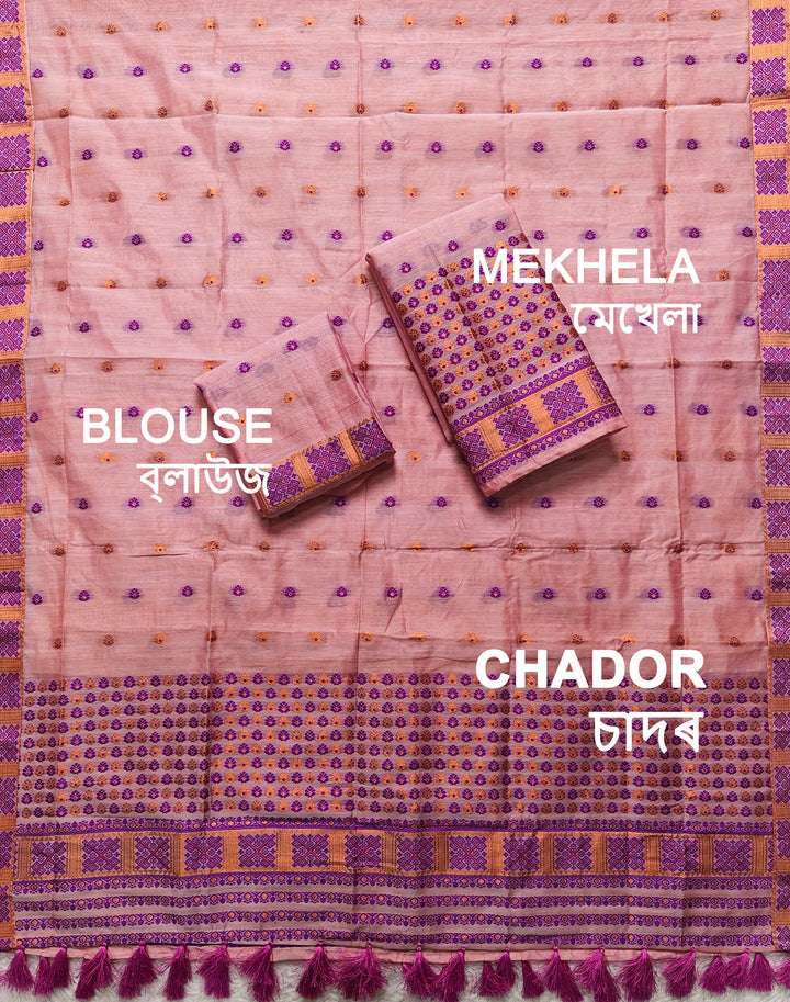 Ready-To-Wear Jari & Dhaga AC Cotton* Mekhela Sador