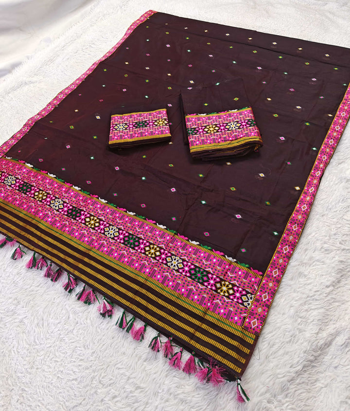 Ready-To-Wear Multi-Dhaga Work AC Cotton* Mekhela Sador