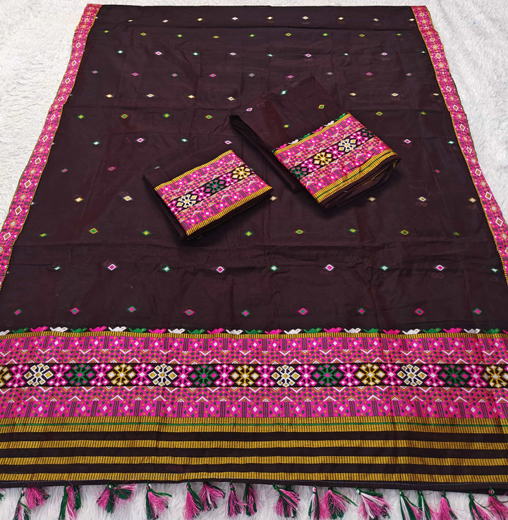 Ready-To-Wear Multi-Dhaga Work AC Cotton* Mekhela Sador