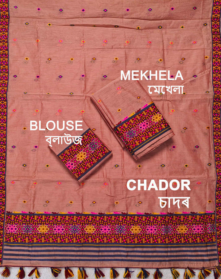 Ready-To-Wear Multi-Dhaga Work AC Cotton* Mekhela Sador