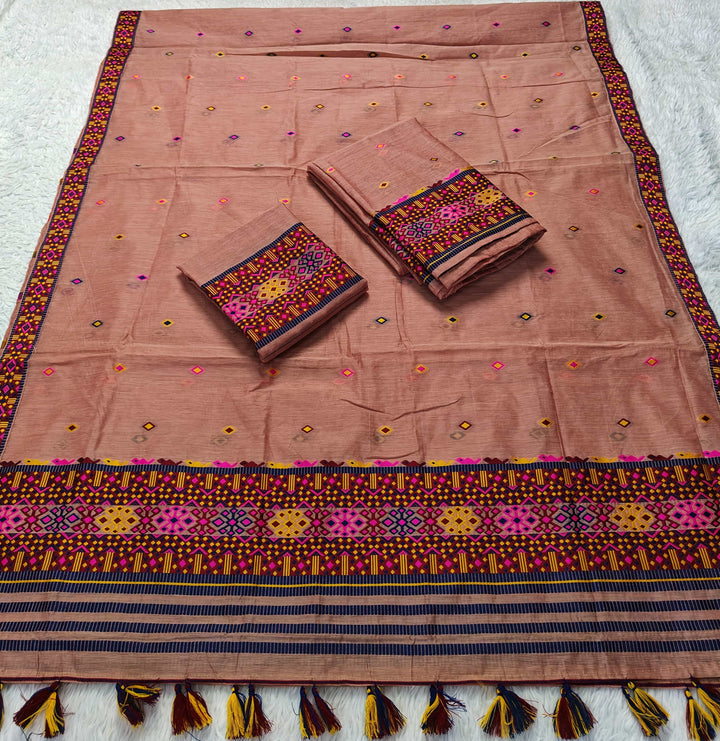 Ready-To-Wear Multi-Dhaga Work AC Cotton* Mekhela Sador