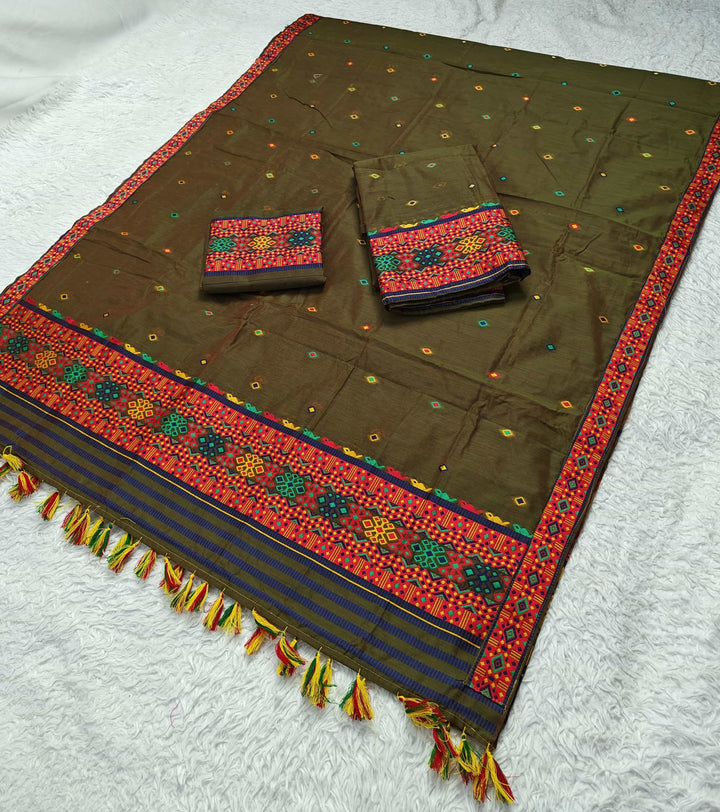 Ready-To-Wear Multi-Dhaga Work AC Cotton* Mekhela Sador