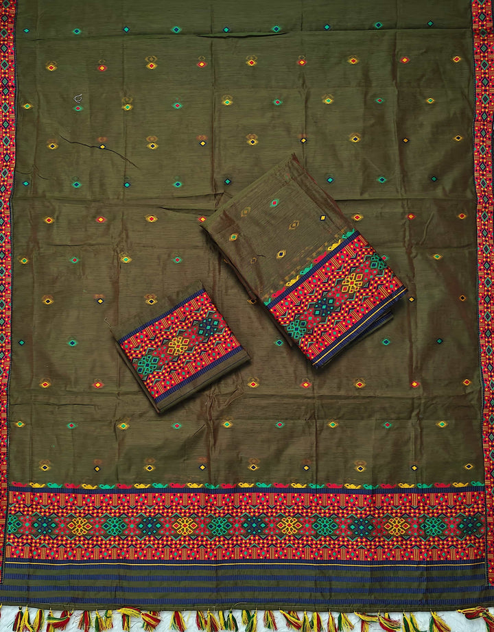 Ready-To-Wear Multi-Dhaga Work AC Cotton* Mekhela Sador