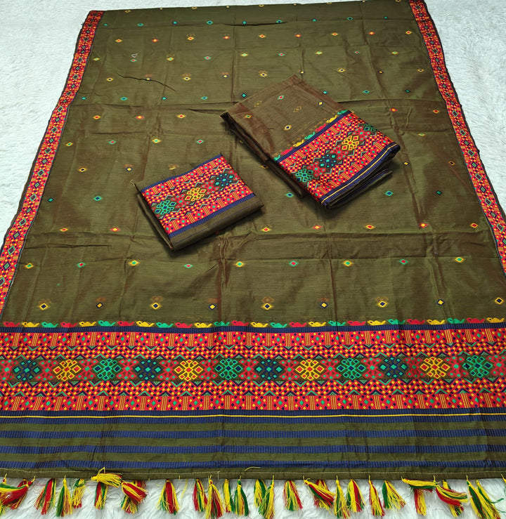 Ready-To-Wear Multi-Dhaga Work AC Cotton* Mekhela Sador