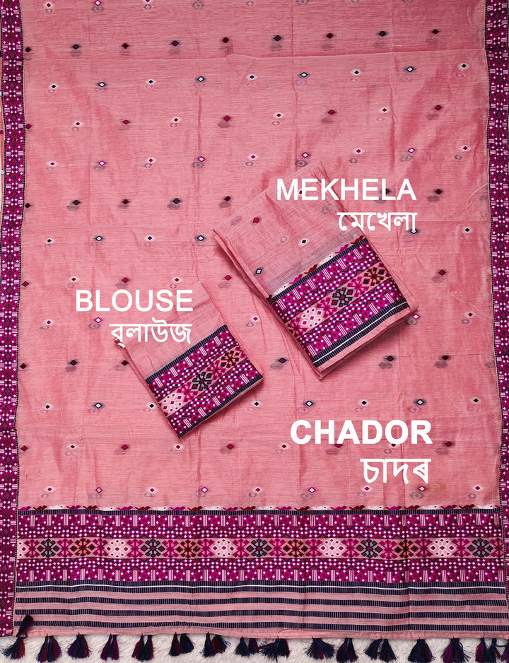 Ready-To-Wear Multi-Dhaga Work AC Cotton* Mekhela Sador