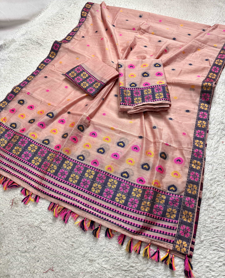Ready-To-Wear Multi-Dhaga Work AC Cotton* Mekhela Sador