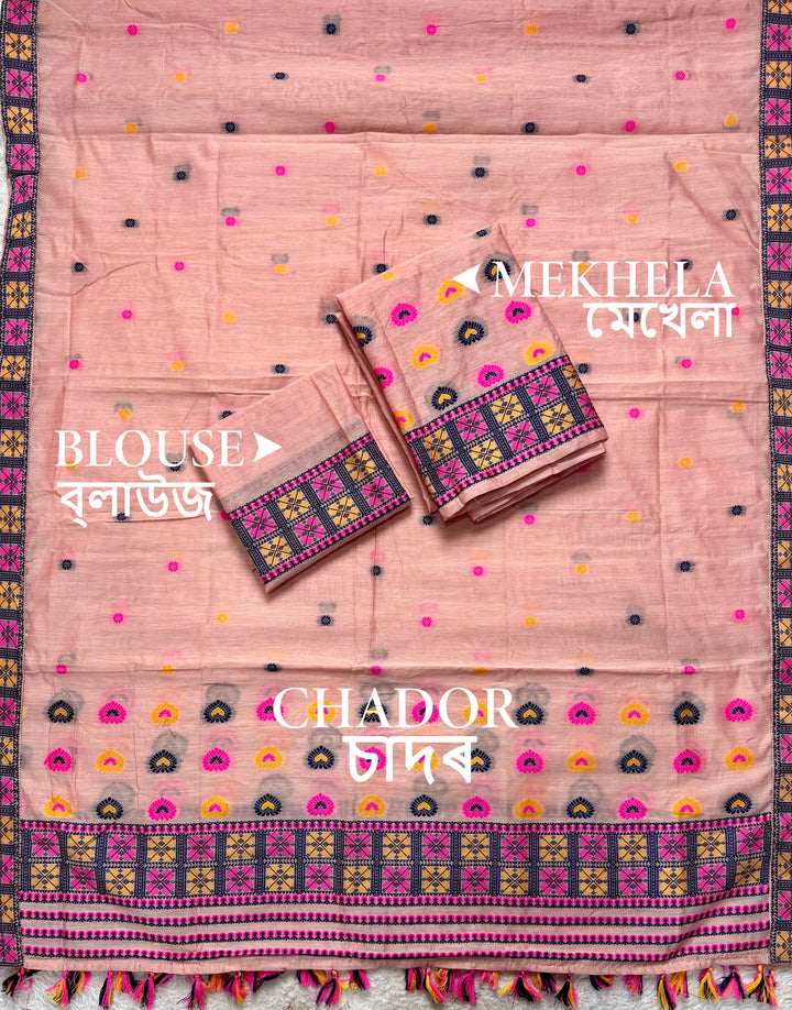 Ready-To-Wear Multi-Dhaga Work AC Cotton* Mekhela Sador