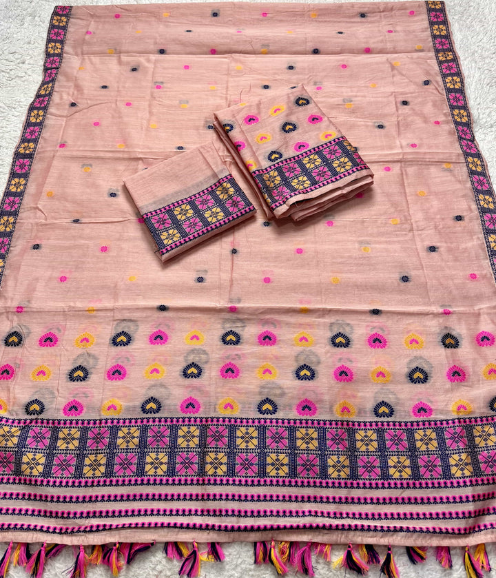 Ready-To-Wear Multi-Dhaga Work AC Cotton* Mekhela Sador