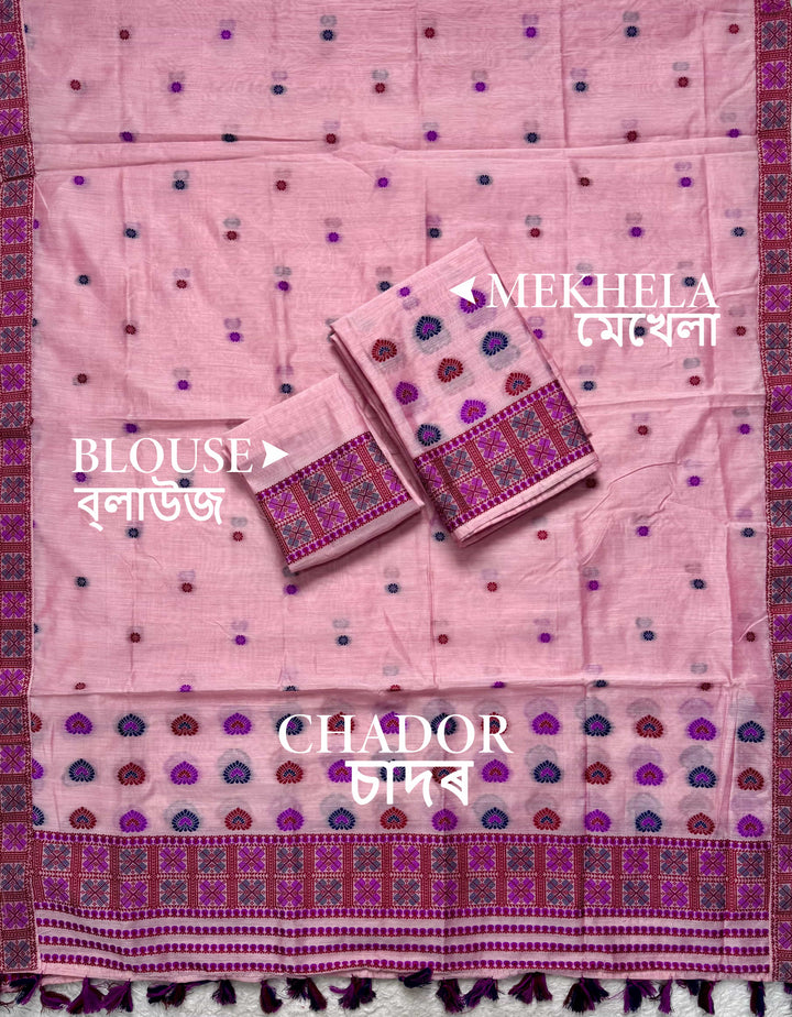 Ready-To-Wear Multi-Dhaga Work AC Cotton* Mekhela Sador