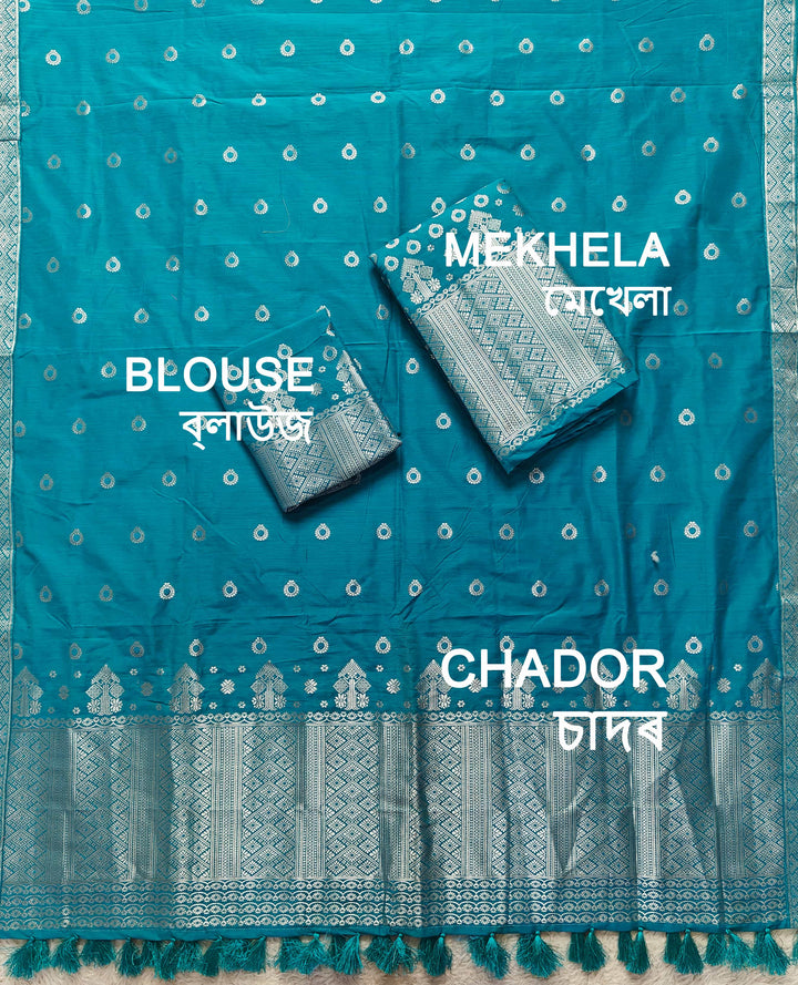 Ready-To-Wear Silver Silver Super Cotton* Mekhela Sador