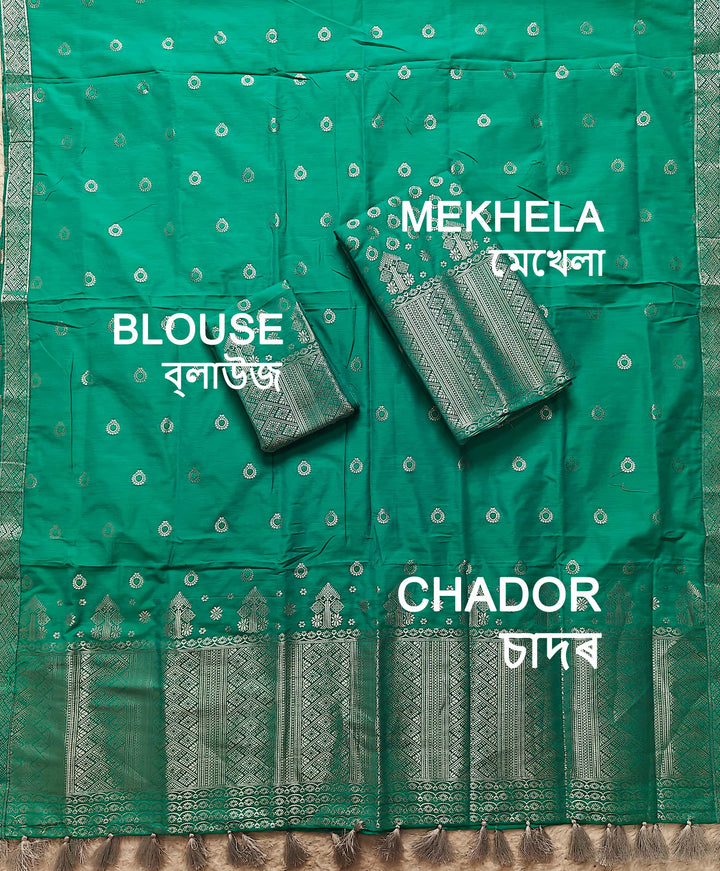 Ready-To-Wear Silver Silver Super Cotton* Mekhela Sador