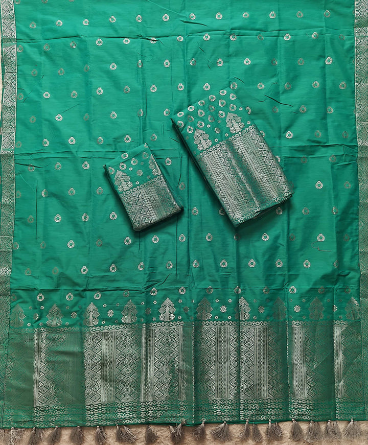 Ready-To-Wear Silver Silver Super Cotton* Mekhela Sador