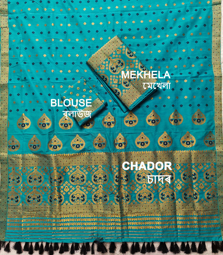 Ready-To-Wear Gold Jari Super Cotton* Mekhela Sador