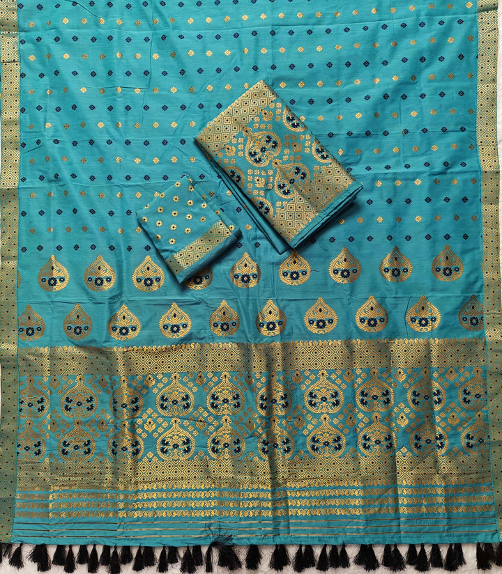 Ready-To-Wear Gold Jari Super Cotton* Mekhela Sador