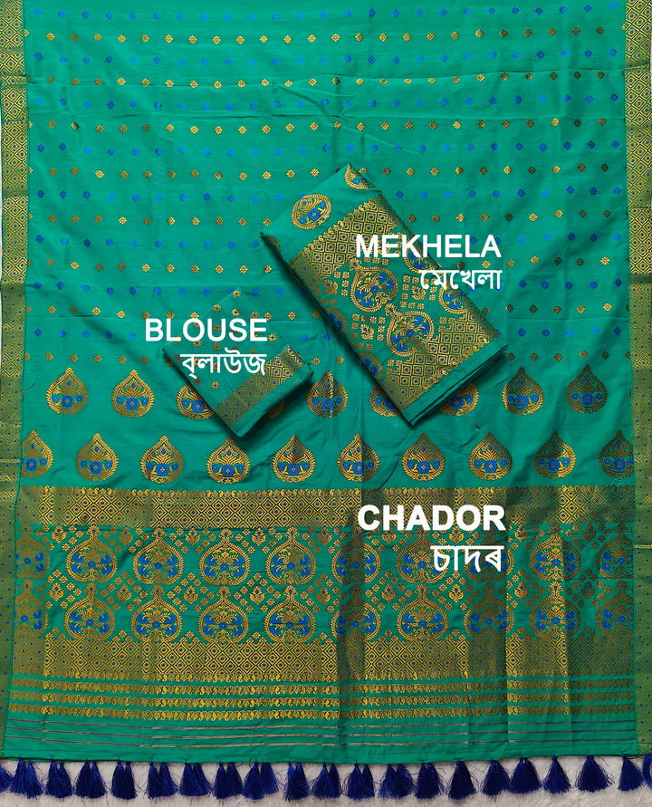 Ready-To-Wear Gold Jari Super Cotton* Mekhela Sador