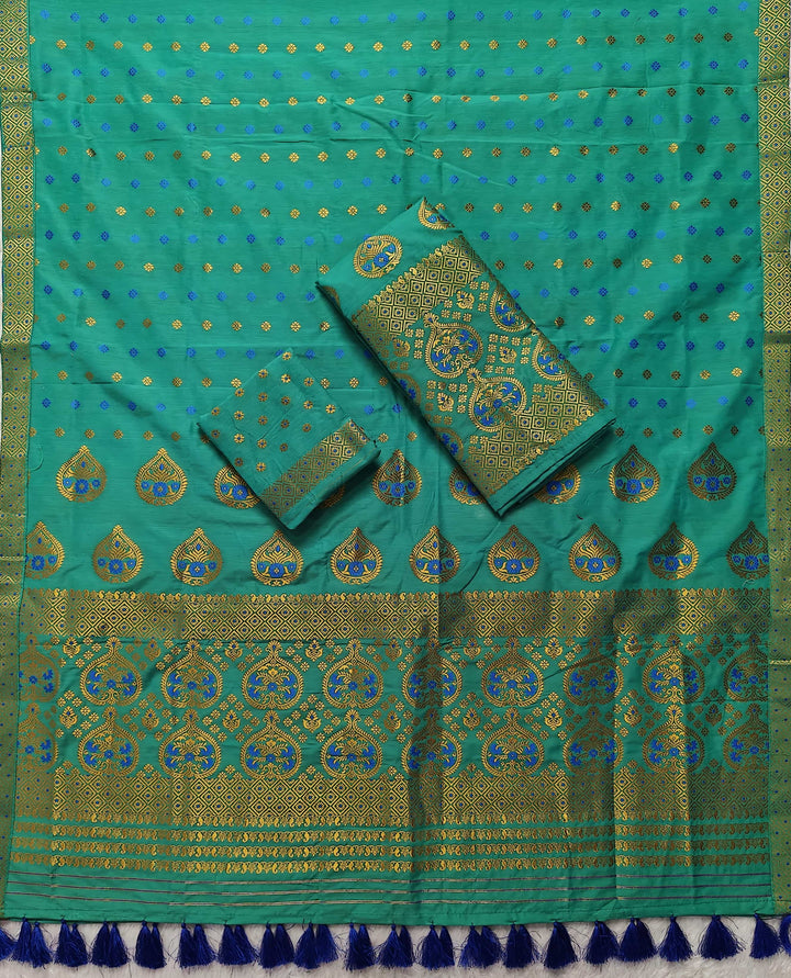 Ready-To-Wear Gold Jari Super Cotton* Mekhela Sador