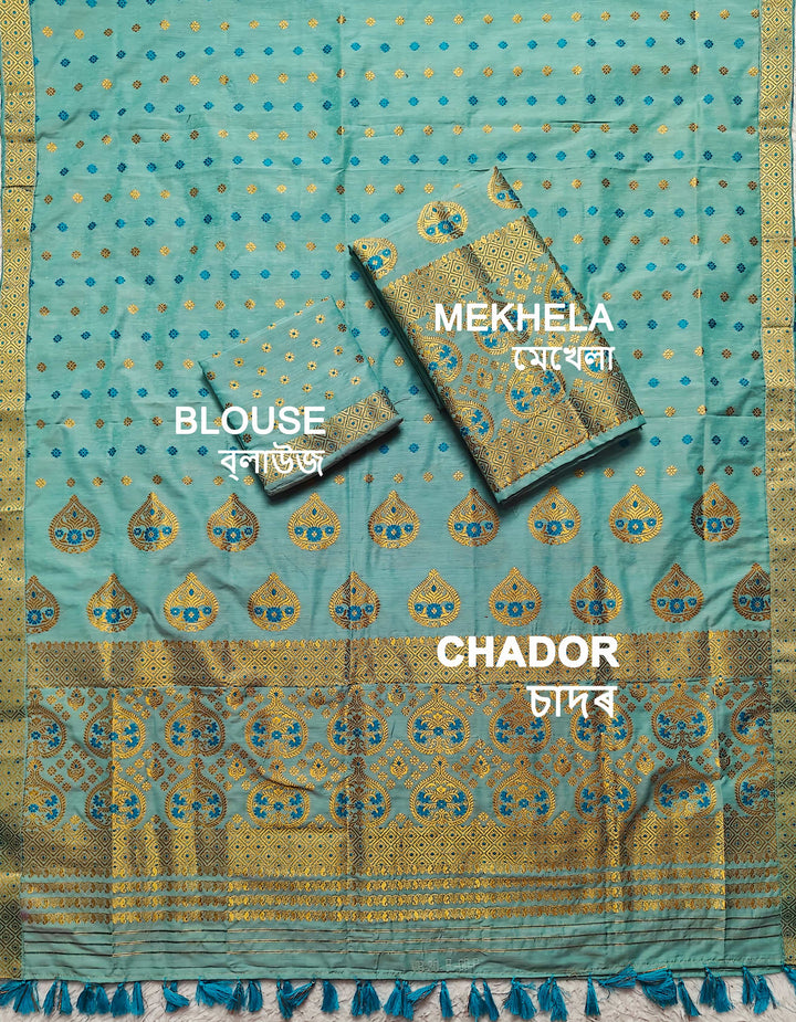Ready-To-Wear Gold Jari Super Cotton* Mekhela Sador