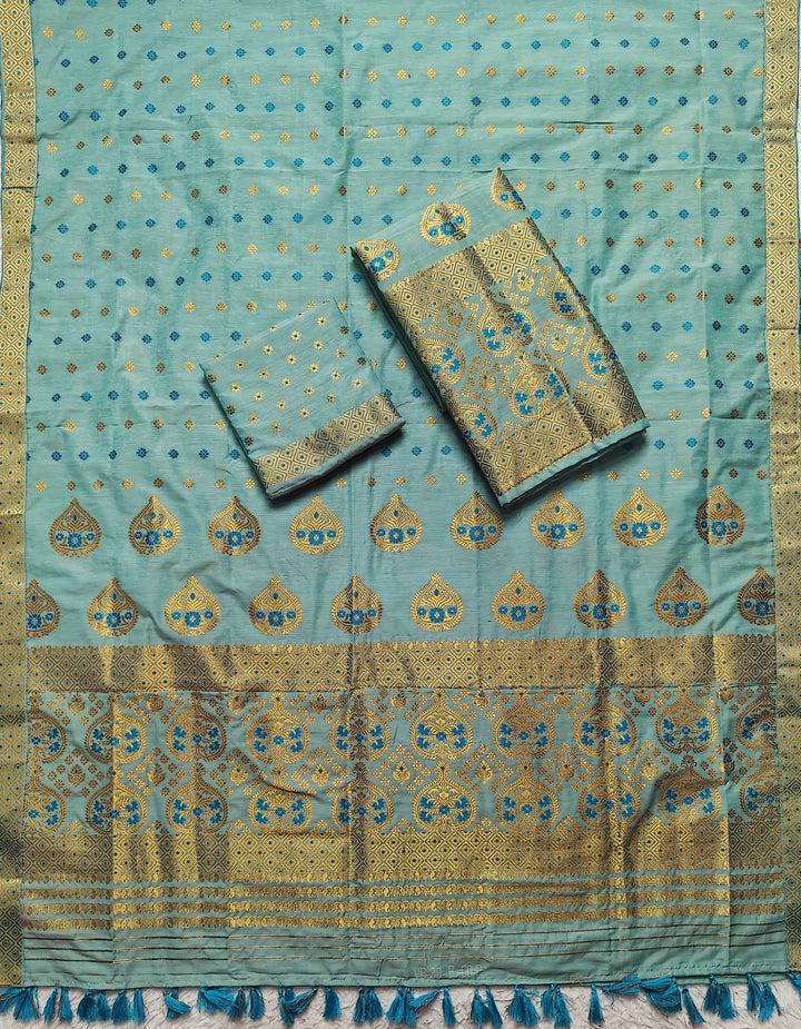 Ready-To-Wear Gold Jari Super Cotton* Mekhela Sador