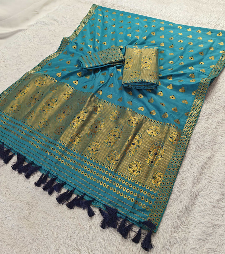 Ready-To-Wear Silver Gold Super Cotton* Mekhela Sador
