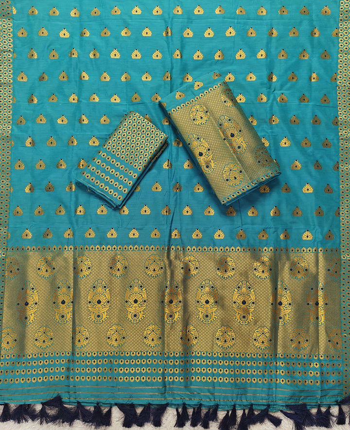 Ready-To-Wear Silver Gold Super Cotton* Mekhela Sador
