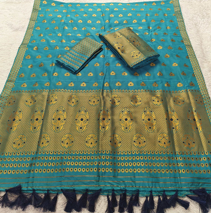 Ready-To-Wear Silver Gold Super Cotton* Mekhela Sador