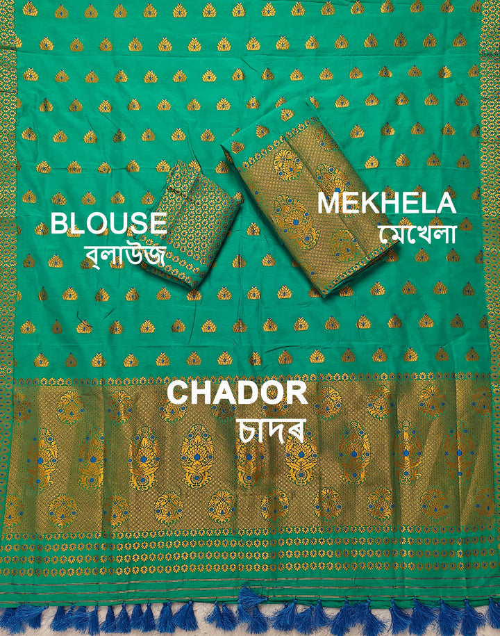 Ready-To-Wear Silver Gold Super Cotton* Mekhela Sador