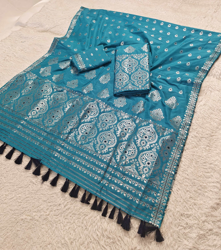 Ready-To-Wear Silver Jari Super Cotton* Mekhela Sador