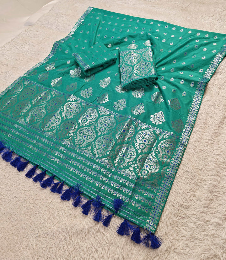 Ready-To-Wear Silver Jari Super Cotton* Mekhela Sador