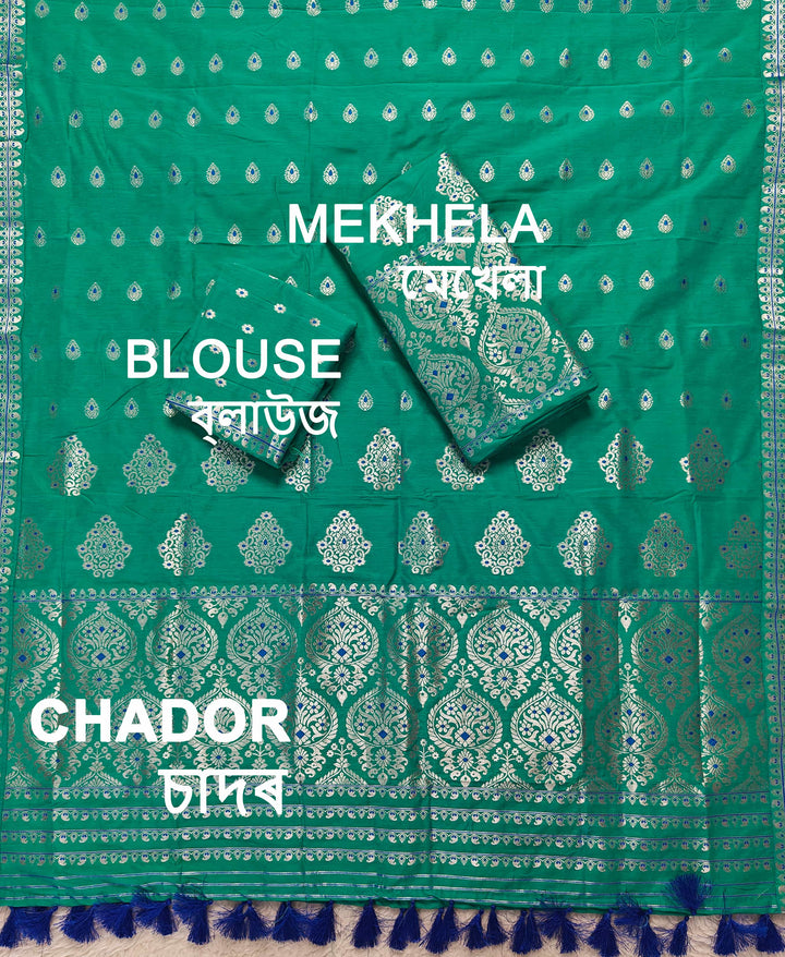 Ready-To-Wear Silver Jari Super Cotton* Mekhela Sador