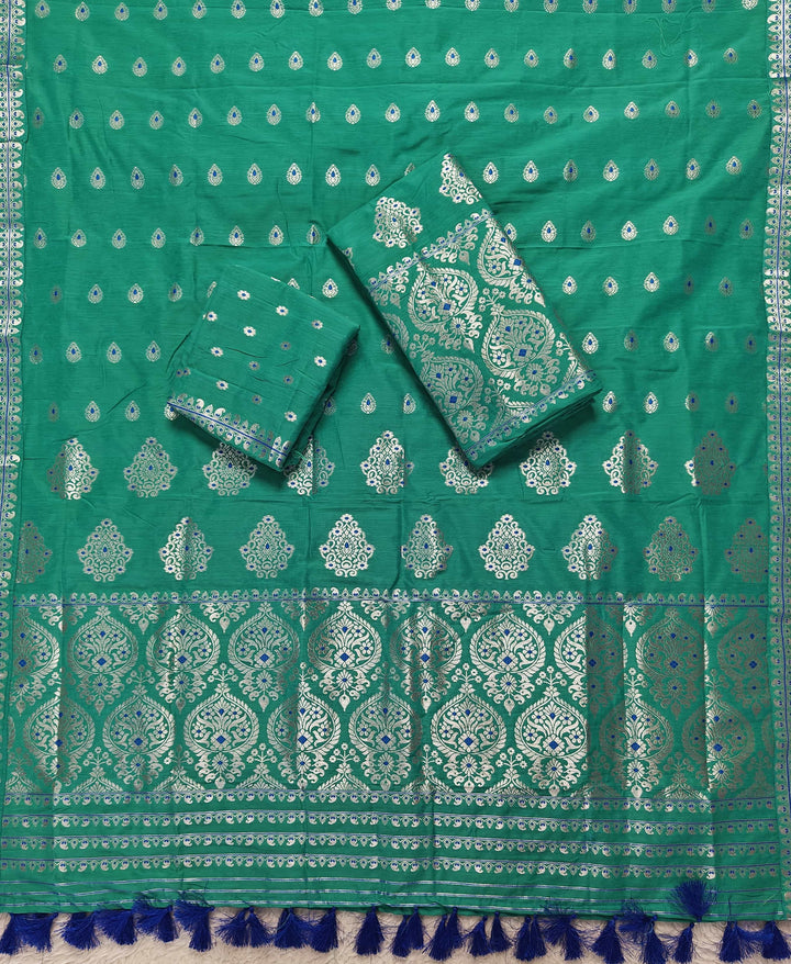 Ready-To-Wear Silver Jari Super Cotton* Mekhela Sador