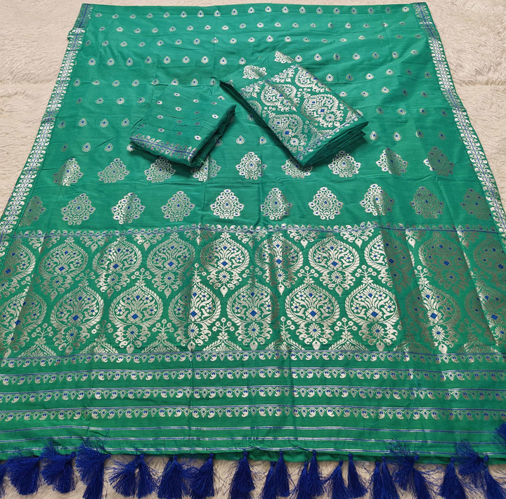 Ready-To-Wear Silver Jari Super Cotton* Mekhela Sador