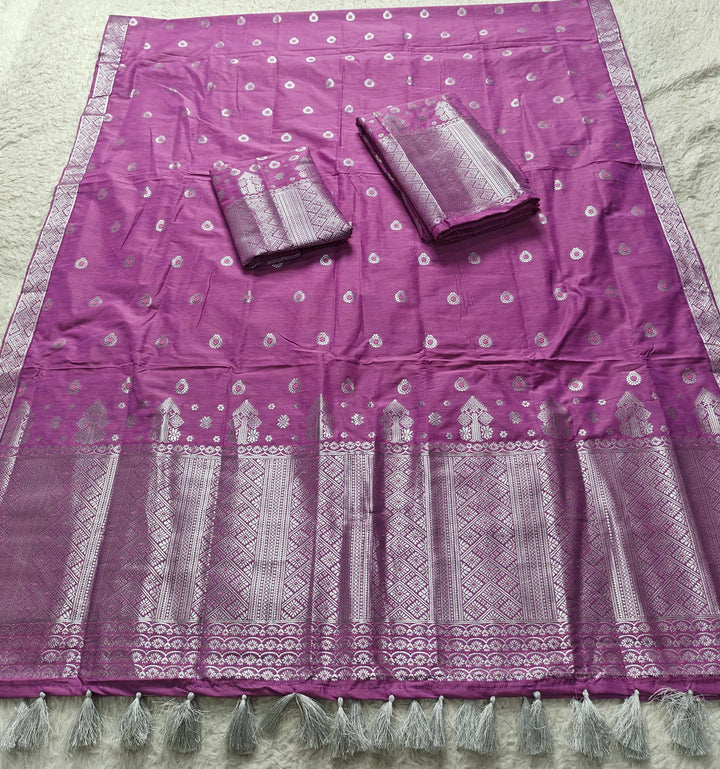 Ready-To-Wear Silver Silver Super Cotton* Mekhela Sador