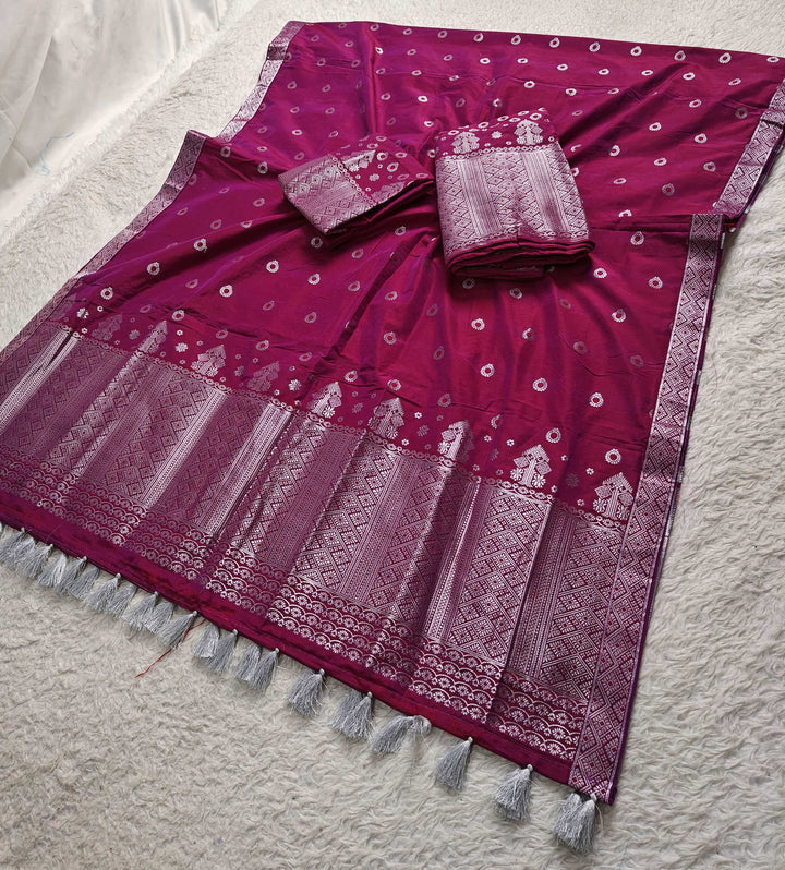 Ready-To-Wear Silver Silver Super Cotton* Mekhela Sador