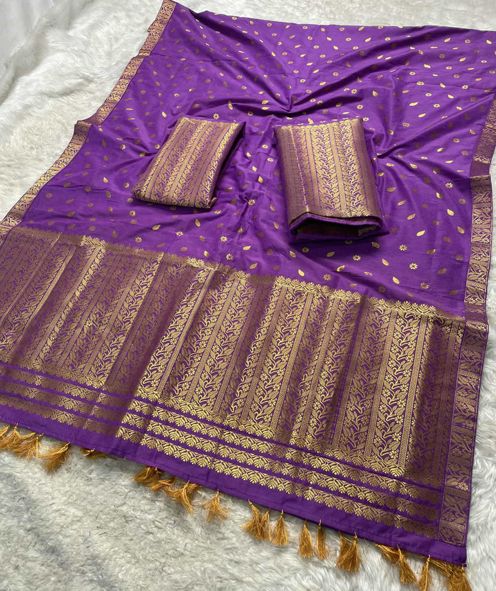 Ready-To-Wear Gold Guna Super Cotton* Mekhela Sador