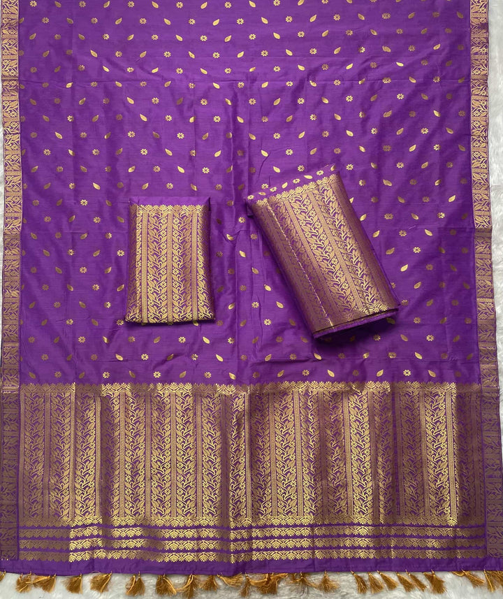 Ready-To-Wear Gold Guna Super Cotton* Mekhela Sador