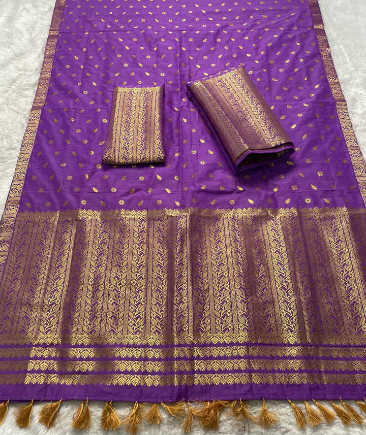 Ready-To-Wear Gold Guna Super Cotton* Mekhela Sador