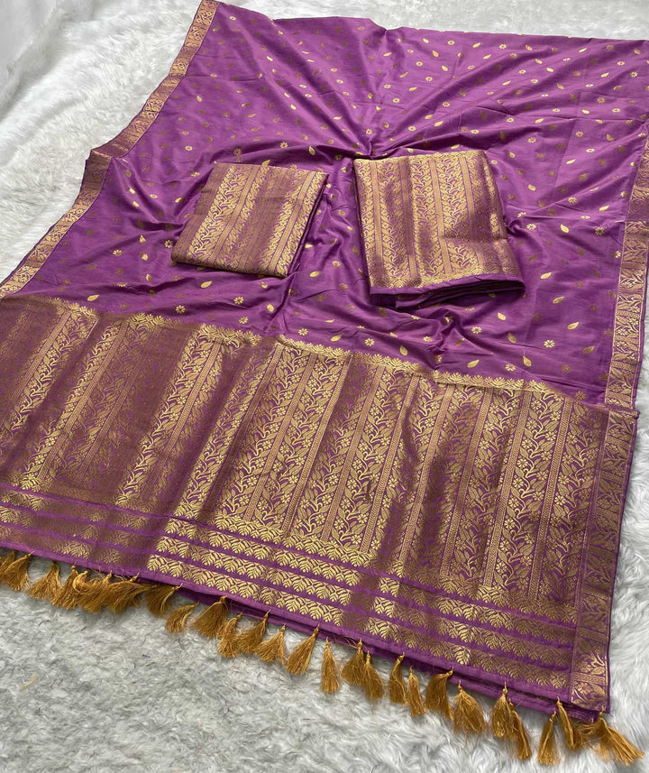 Ready-To-Wear Gold Guna Super Cotton* Mekhela Sador