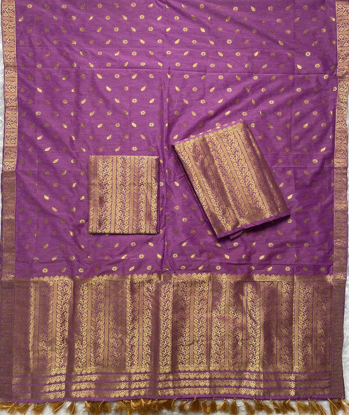 Ready-To-Wear Gold Guna Super Cotton* Mekhela Sador