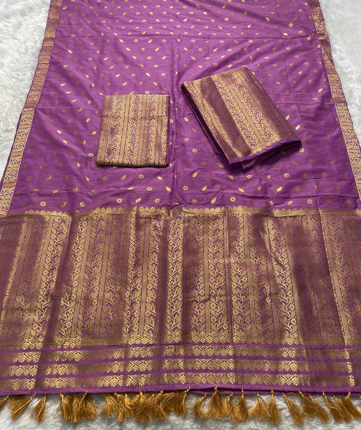 Ready-To-Wear Gold Guna Super Cotton* Mekhela Sador