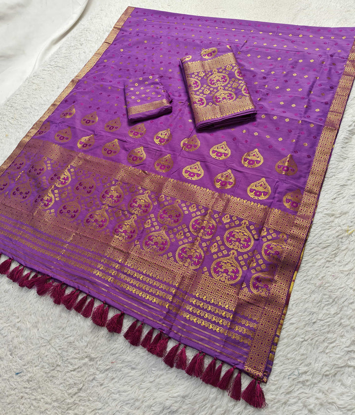 Ready-To-Wear Gold Jari Super Cotton* Mekhela Sador