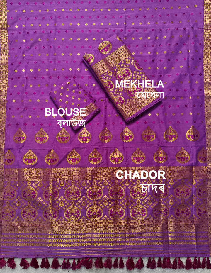 Ready-To-Wear Gold Jari Super Cotton* Mekhela Sador