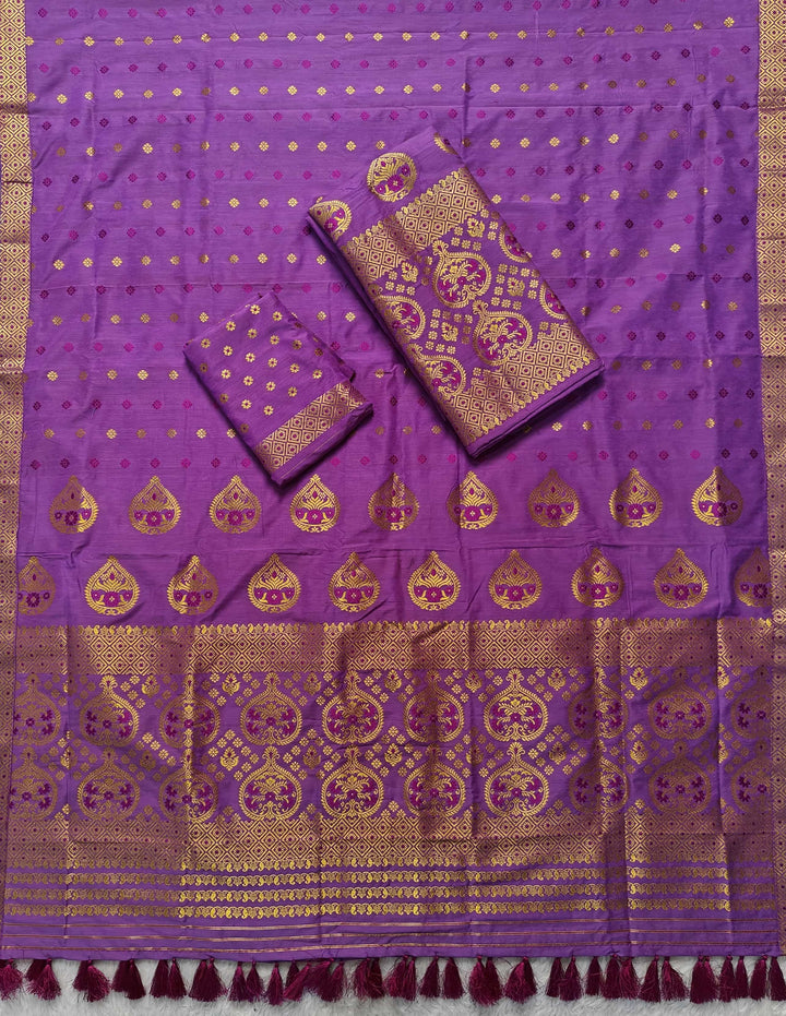 Ready-To-Wear Gold Jari Super Cotton* Mekhela Sador