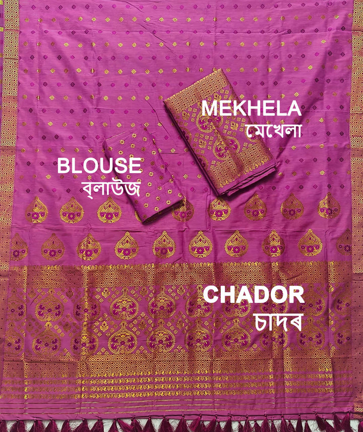 Ready-To-Wear Gold Jari Super Cotton* Mekhela Sador